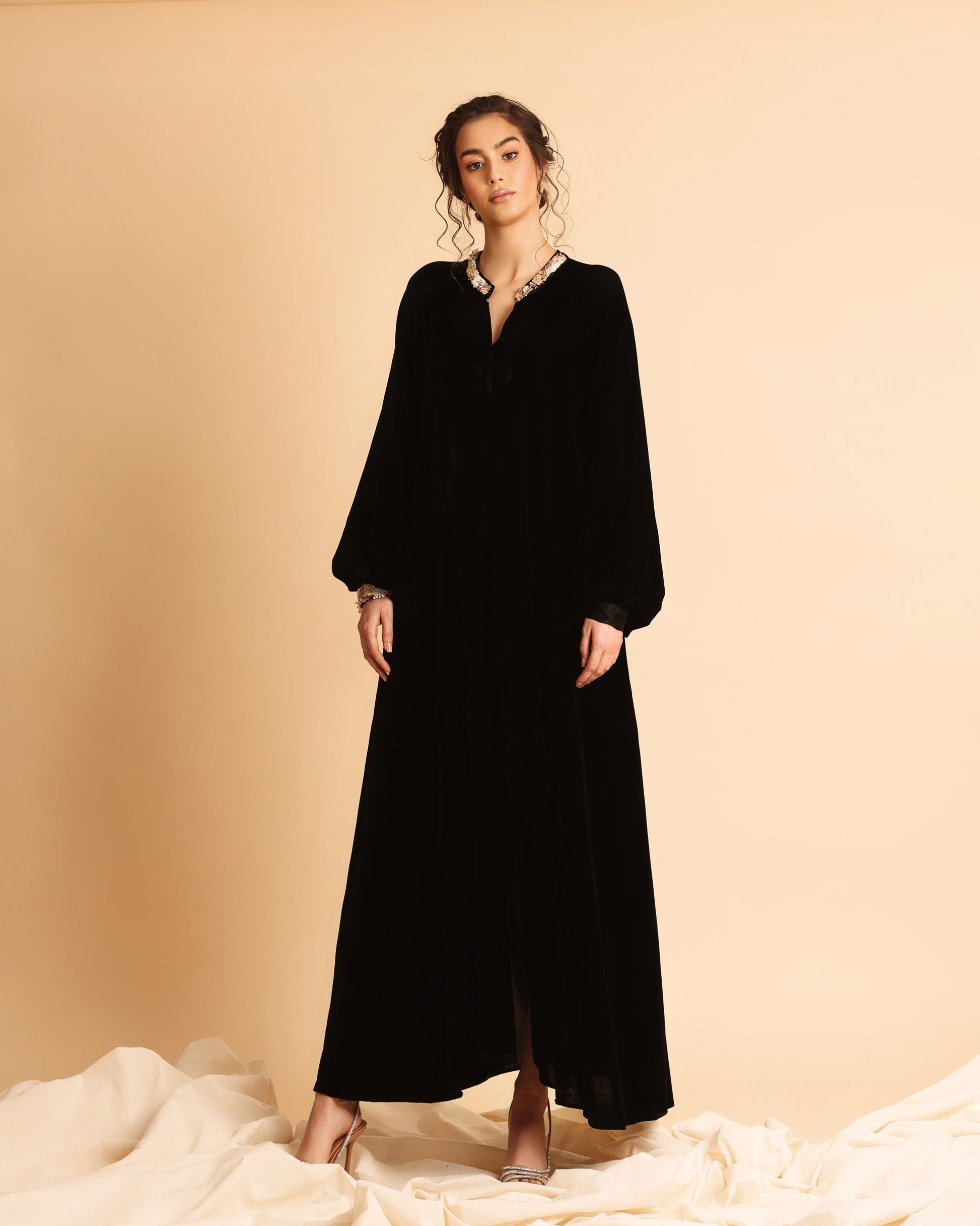 Aaliyah velvet caftan dress