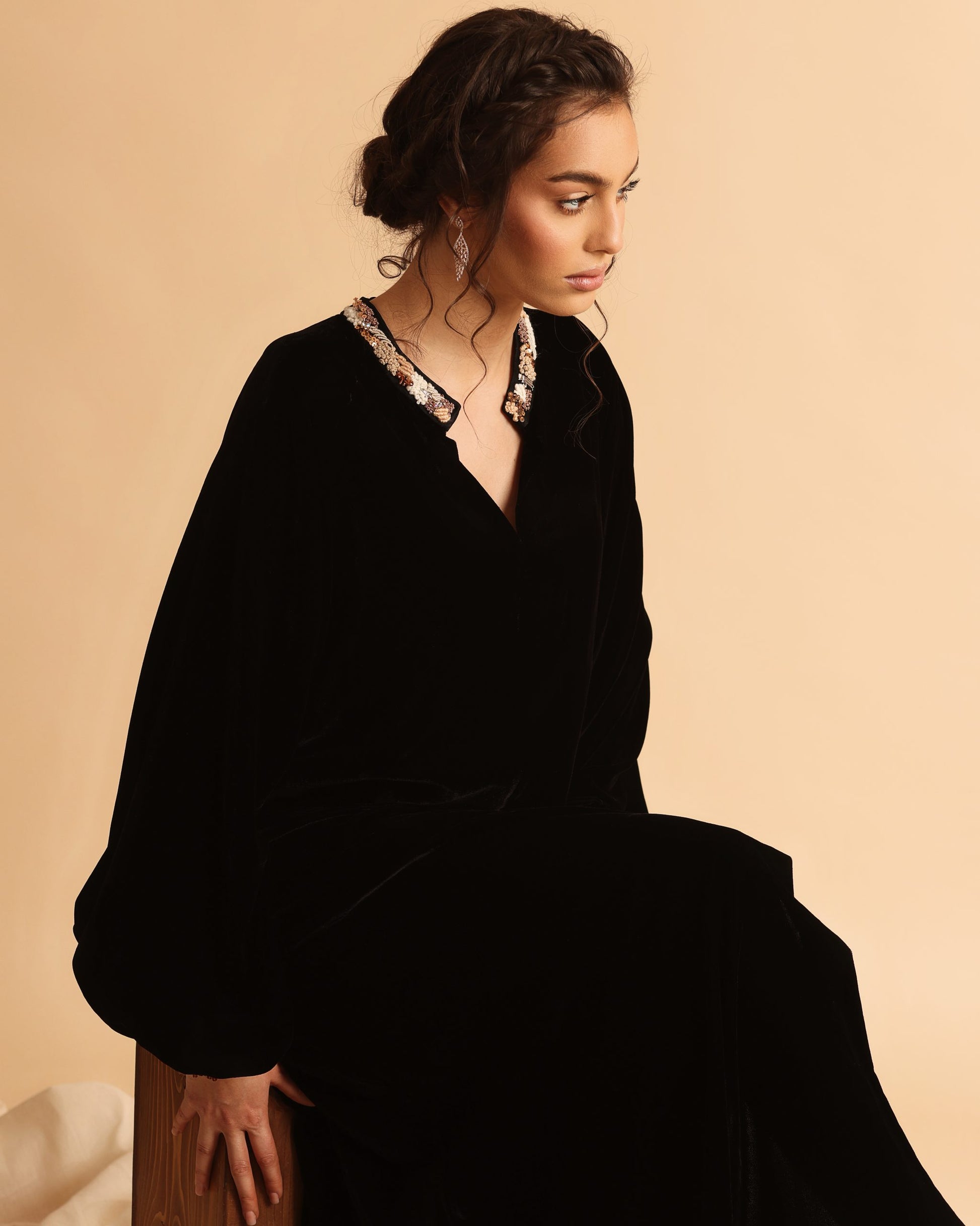 Aaliyah velvet caftan dress