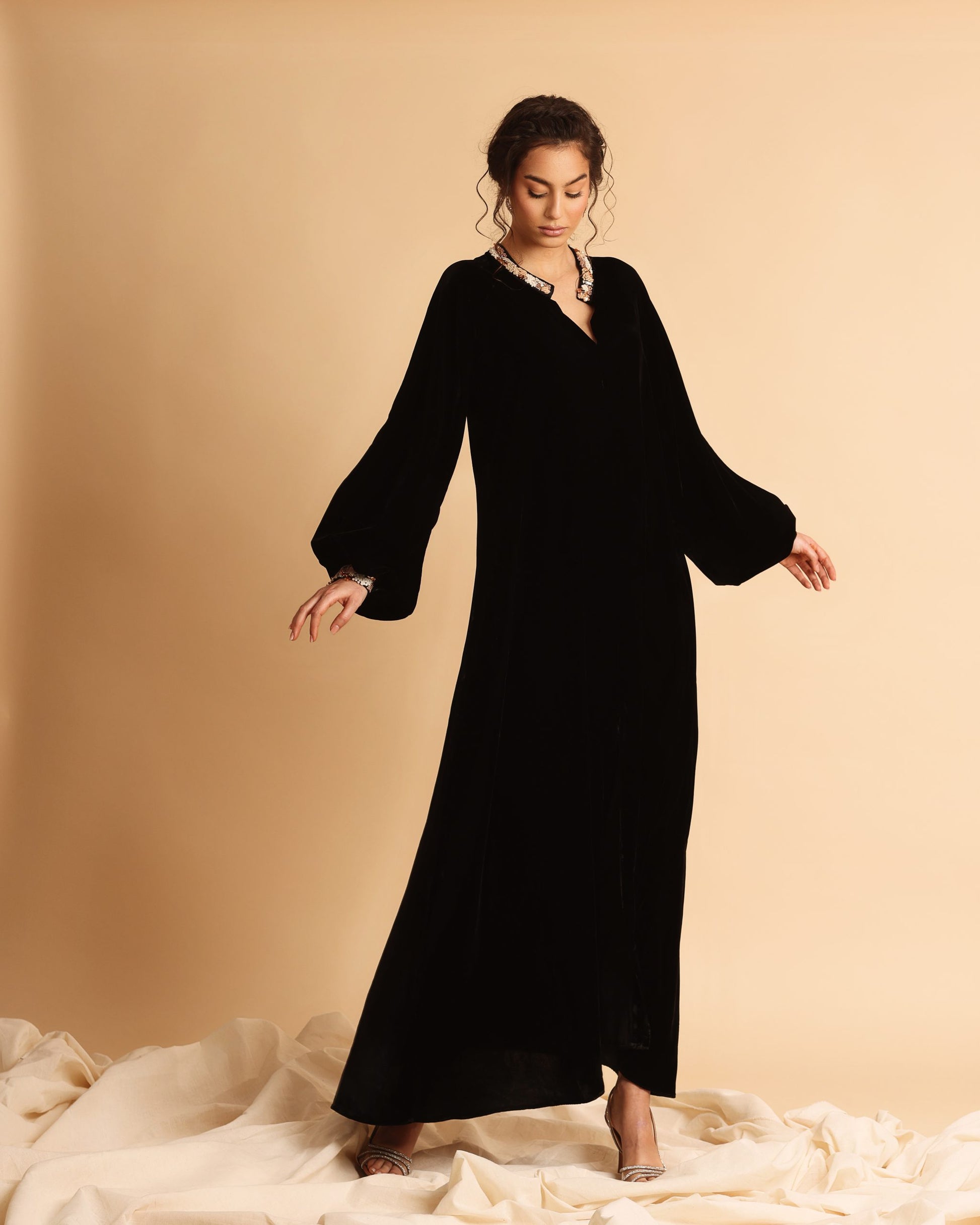 Aaliyah velvet caftan dress