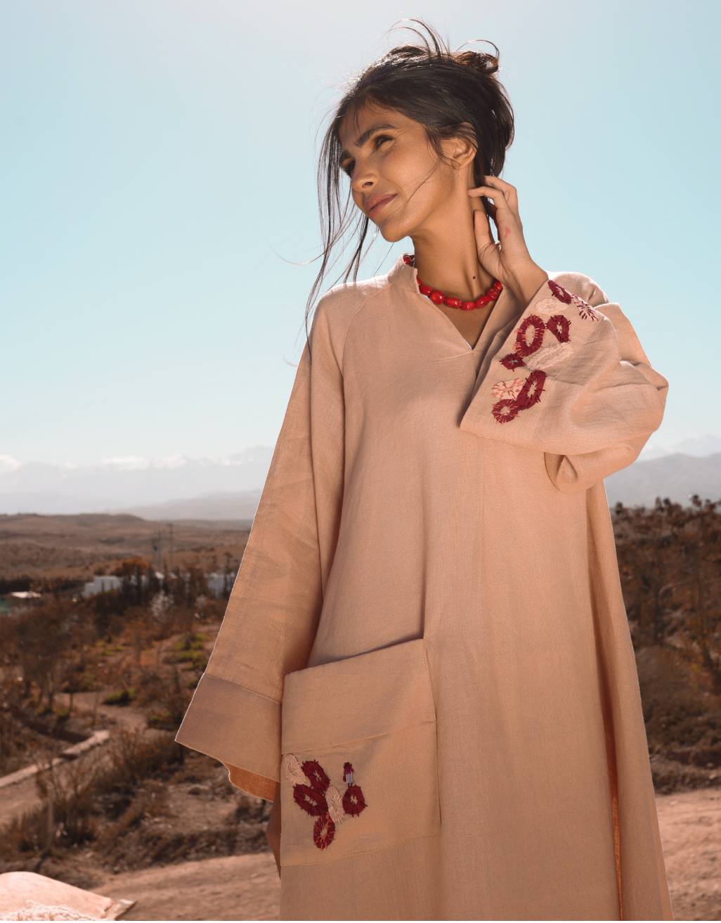 Layla Dress In Pistachio and blush beige