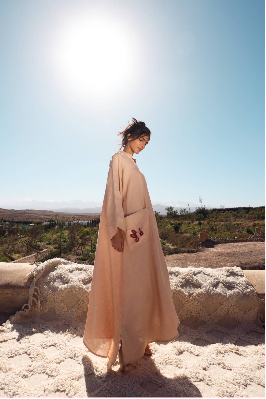 Layla Dress In Pistachio and blush beige