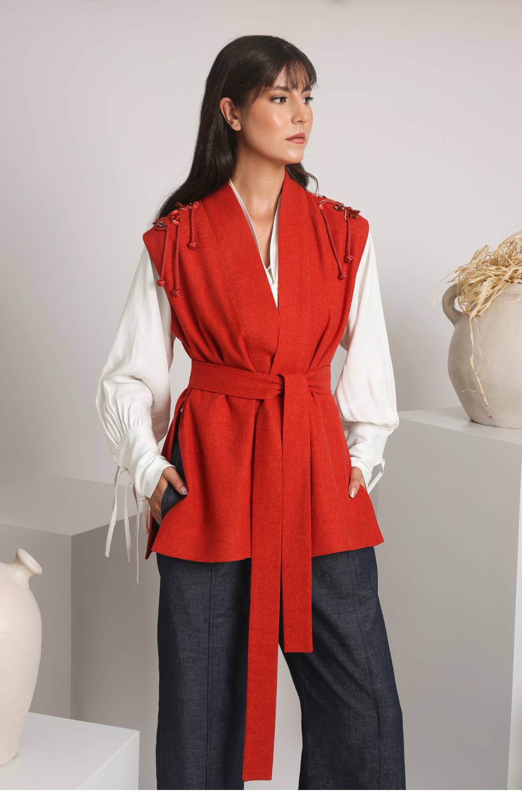 The Riffia Sleeveless Wool Vest