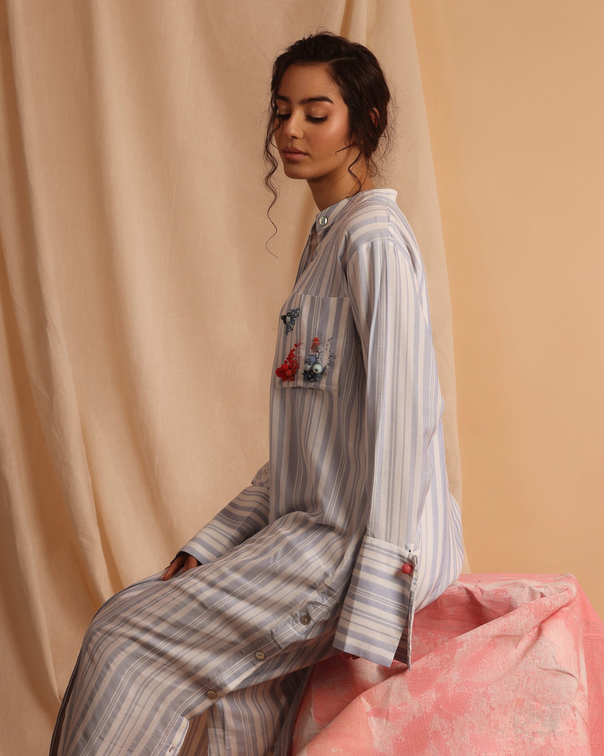 Under the clouds dress shirt in striped light blue