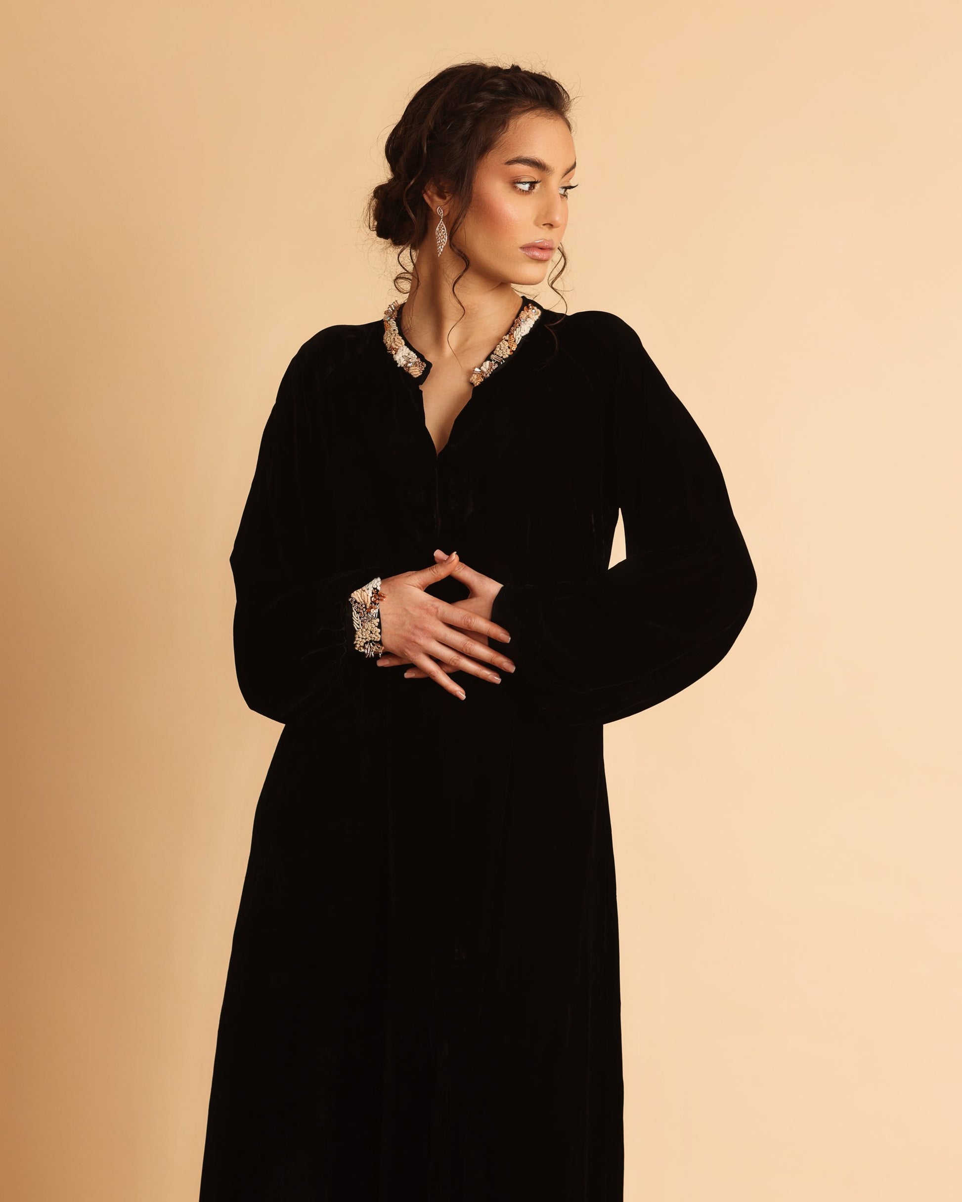 Aaliyah velvet caftan dress