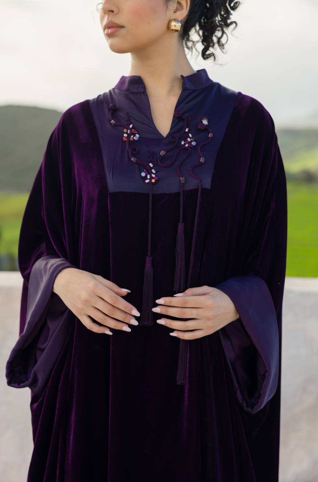 Layali caftan in aubergine purple