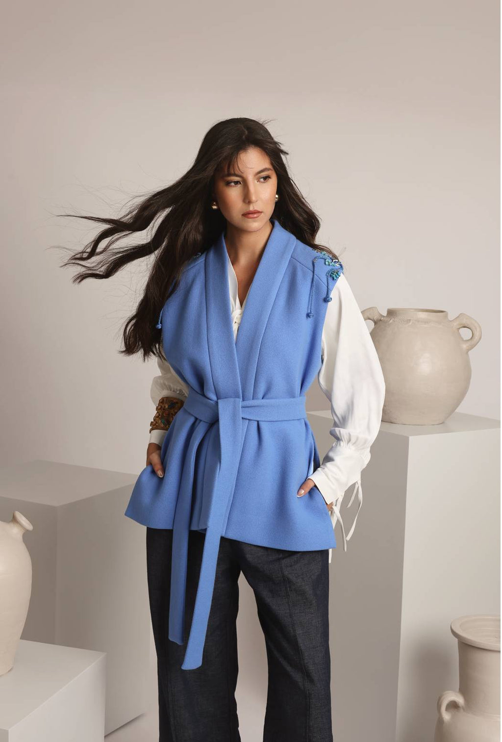 The Riffia Sleeveless Wool Vest